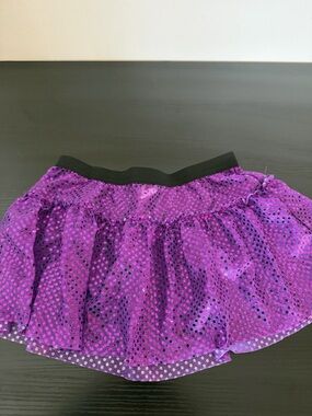 Purple Sequin Mini Skirt with Elastic Waist